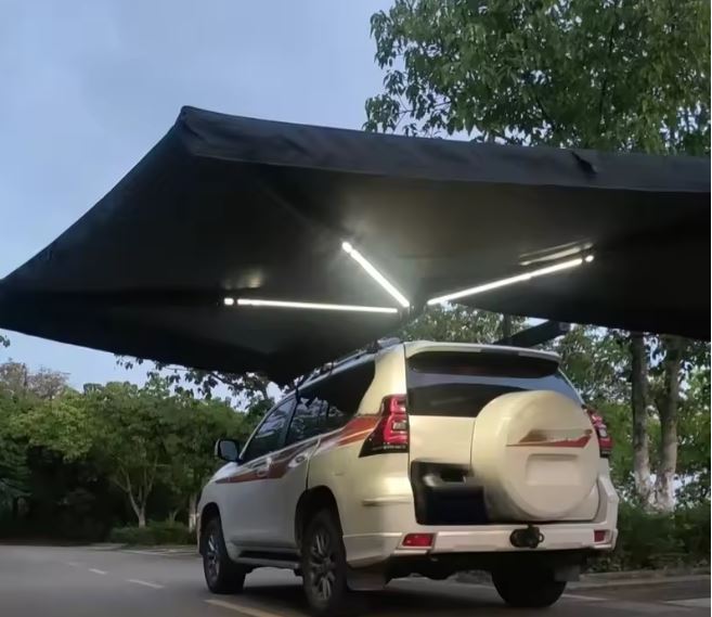 סוכך צד לרכב דגם D מרחף 270 מעלות כולל תאורת לדים מובנת